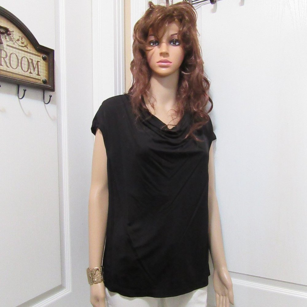 Cowl Neck Top Black Jones New York Collection Size X Large